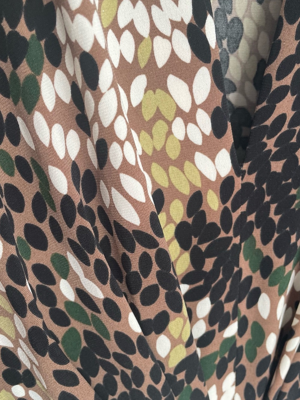 Laundry By Shelli Segal Olive, Brown & White Print Wrap Dress - Picture 2 of 5